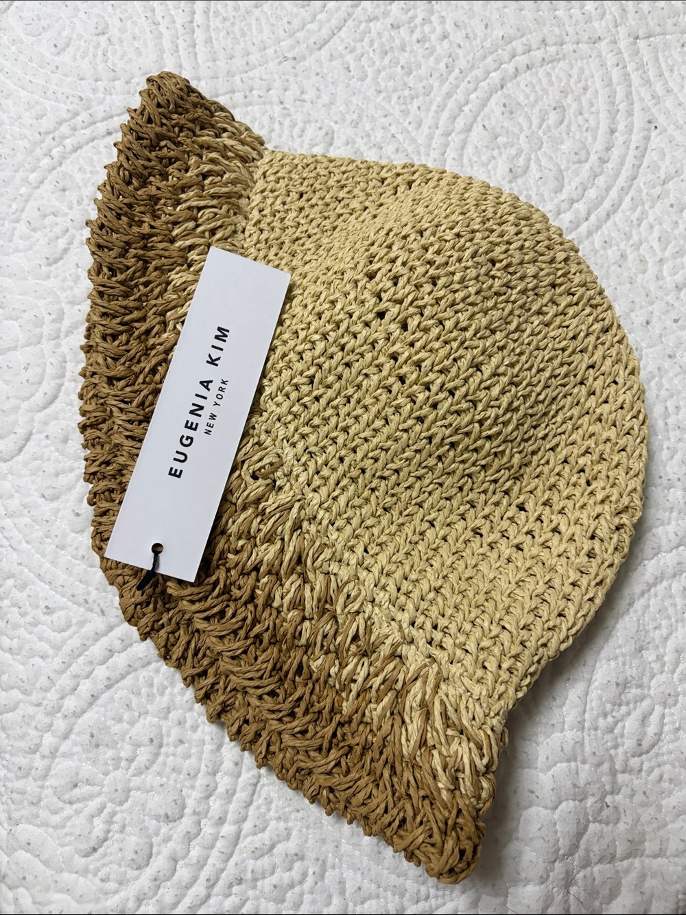 NWT Eugenia Kim Straw Bucket Hat Two Tone Tan One Size - Picture 3 of 8